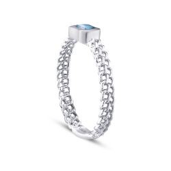 0,37 Karat Diamant Blauer Topas Baguette Halskette