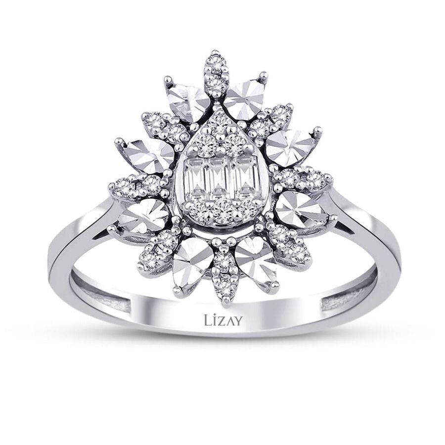 0,20 Karat Diamant Tropfen Baguette Ring