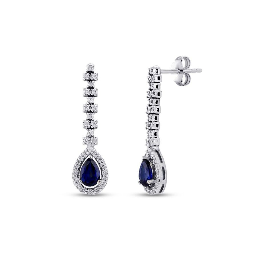 1.58 Carat Diamond Sapphire Earrings