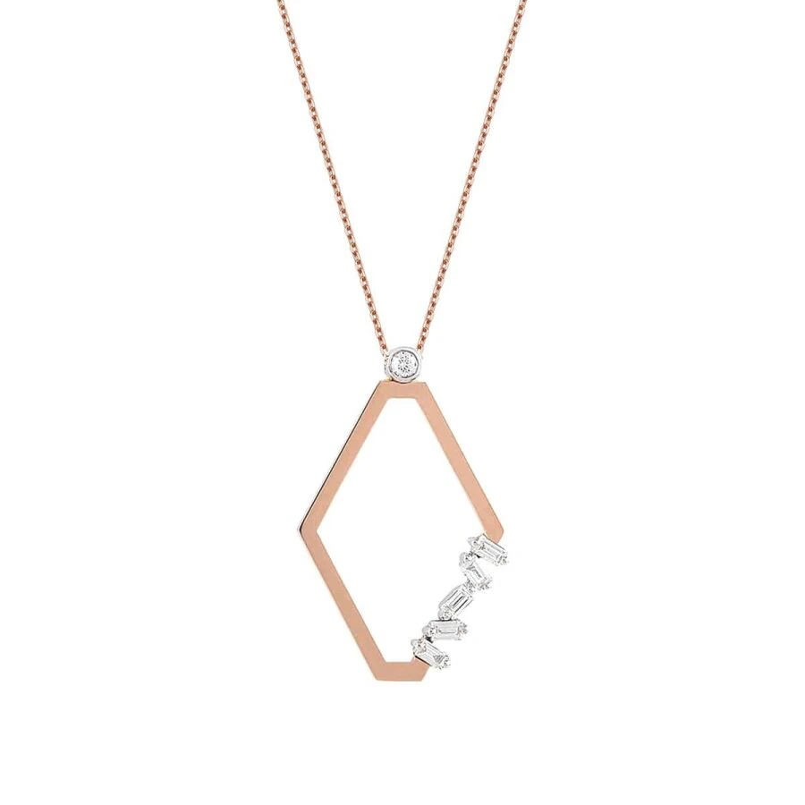 0.15 Carat Diamond Rhombus Baguette Necklace