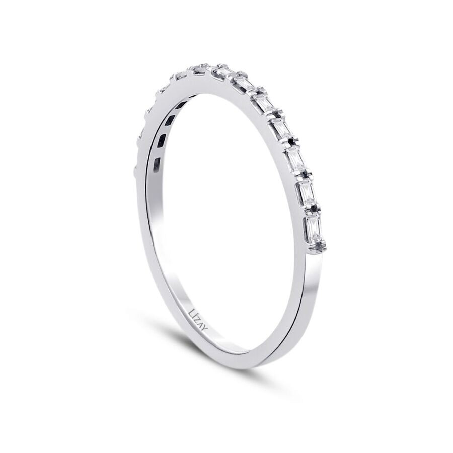 0,12 Karat Diamant Halb-Ewigkeits Baguette Ring