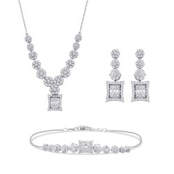 1.58 Carat Diamond Baguette Flower Set