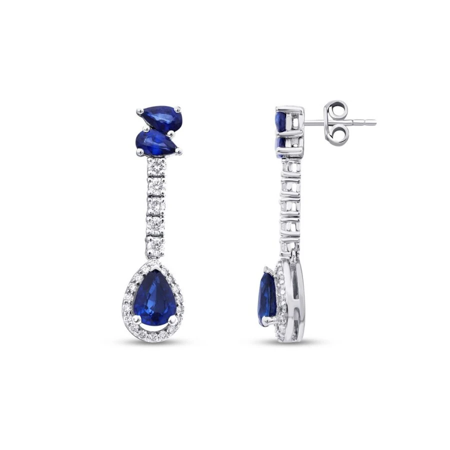 2.82 Carat Diamond Sapphire Earrings
