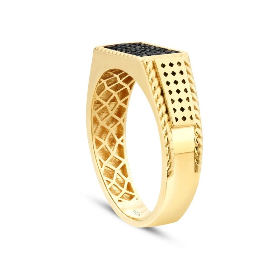 Gold Black Stone Twisted Men’s Ring