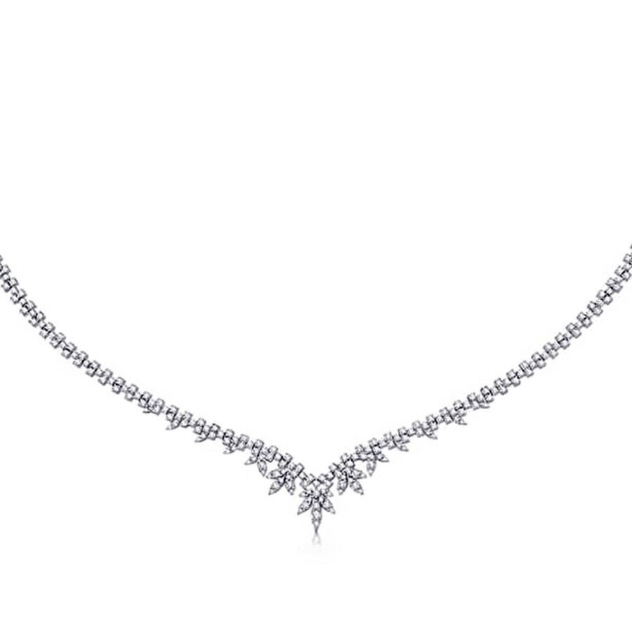 Gold Flower Figured Tennis Necklace