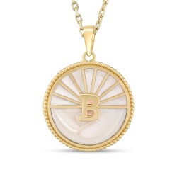 White Gold Enamel Letter Necklace