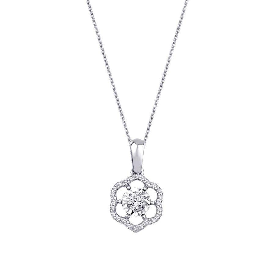 0.15 Carat Diamond Flower Necklace