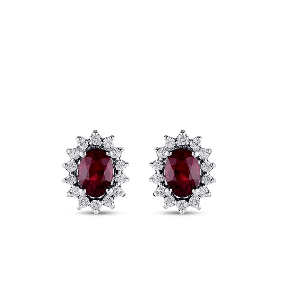 1.53 Carat Diamond Ruby Earrings