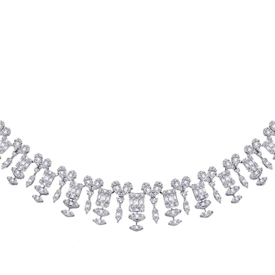 13.55 Carat Diamond Baguette Necklace