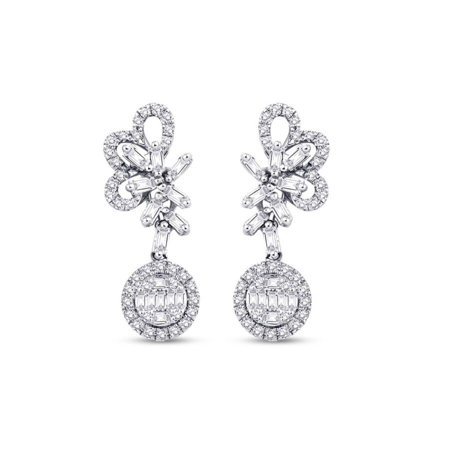 0.88 Carat Diamond Baguette Earrings