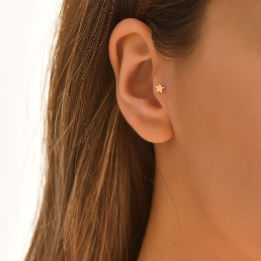 Gold Star Tragus Earring