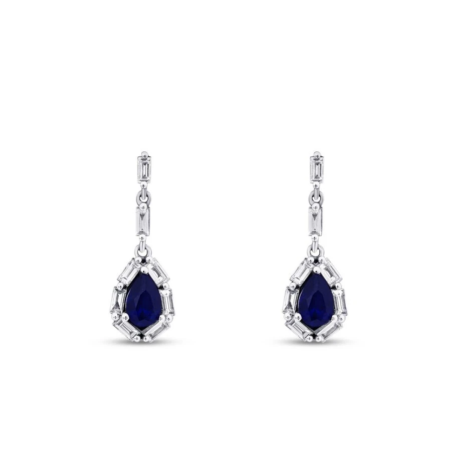 1.59 Carat Diamond Sapphire Earrings