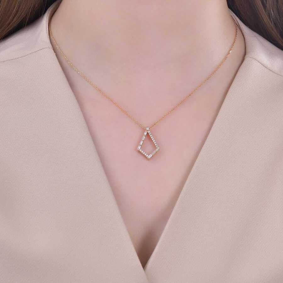0.34 Carat Diamond Baguette Necklace