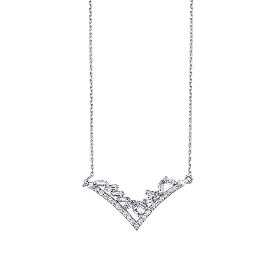 0.43 Carat Diamond Baguette Necklace