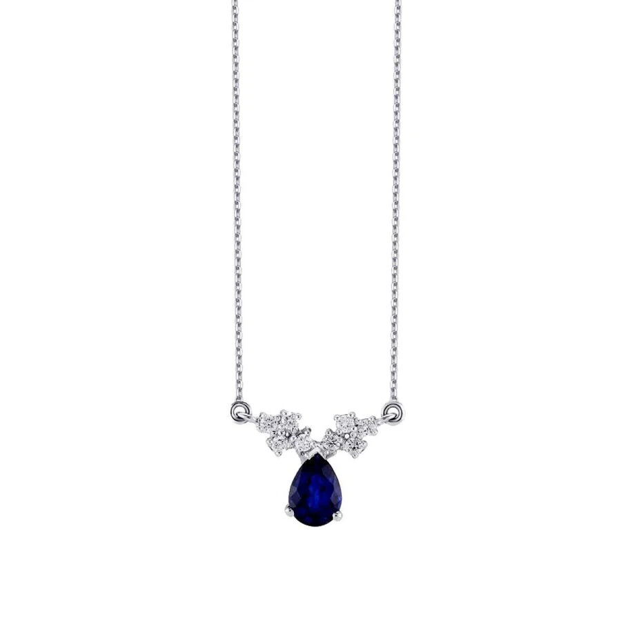1.02 Carat Diamond Pear Sapphire Necklace