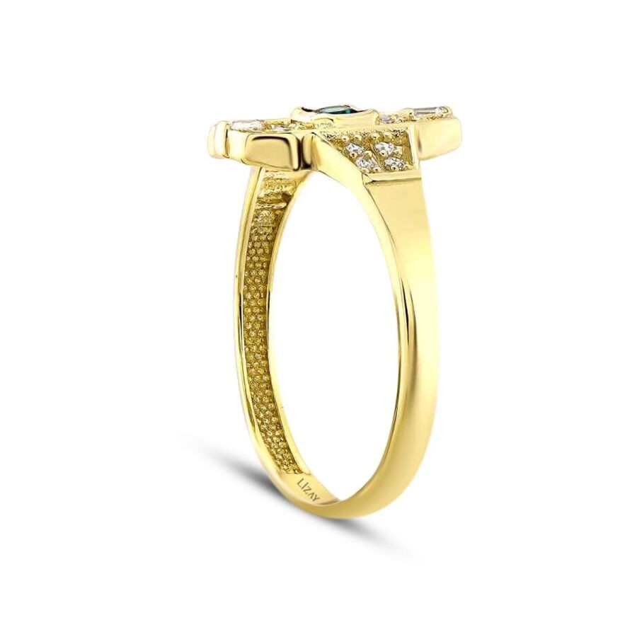 Gold Green Baguette Ring