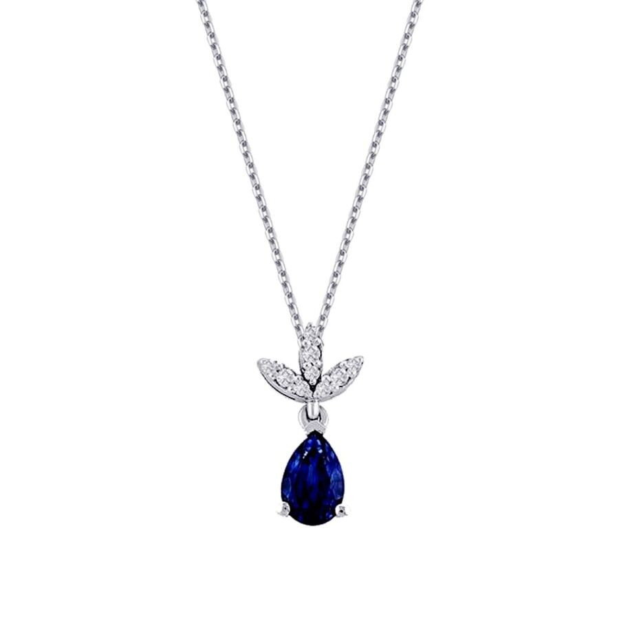 0.83 Carat Diamond Pear Sapphire Necklace