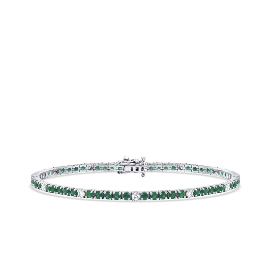 3.64 Carat Diamond Emerald Bracelet