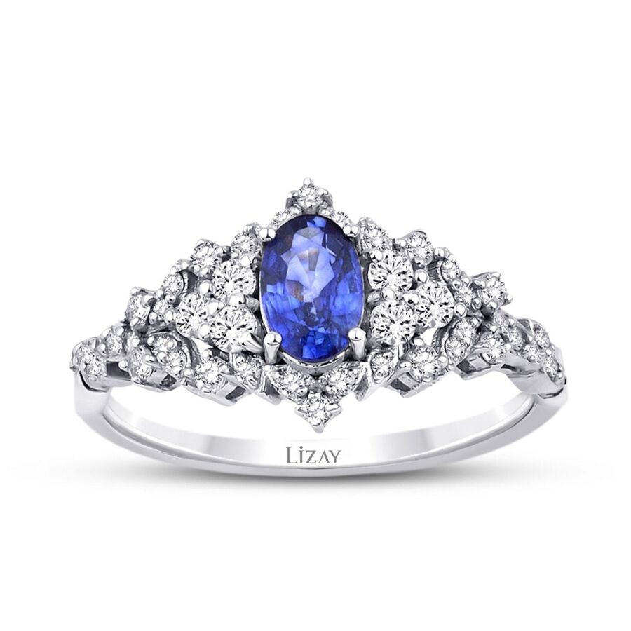 0.95 Carat Diamond Sapphire Ring