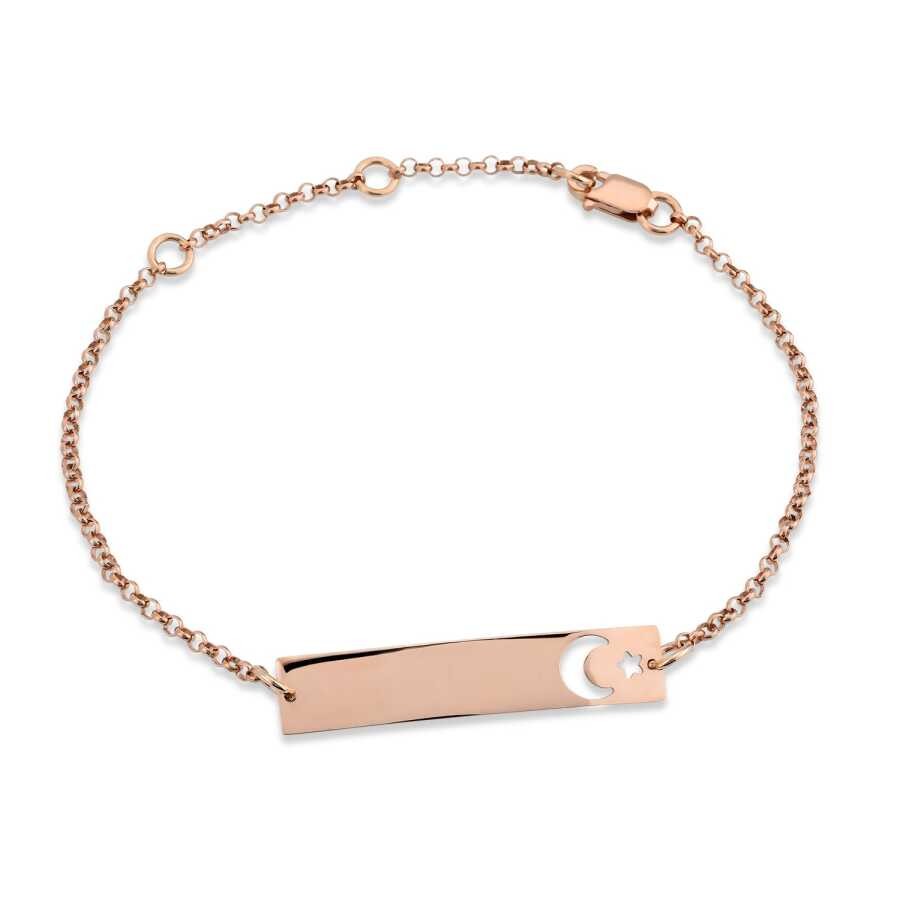 Gold Plate Crescent and Star Chain Bracelet