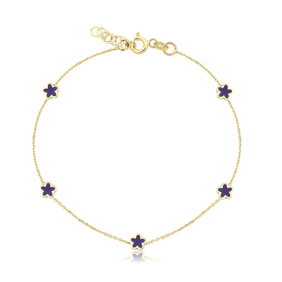 Gold Navy Blue Flower Bracelet