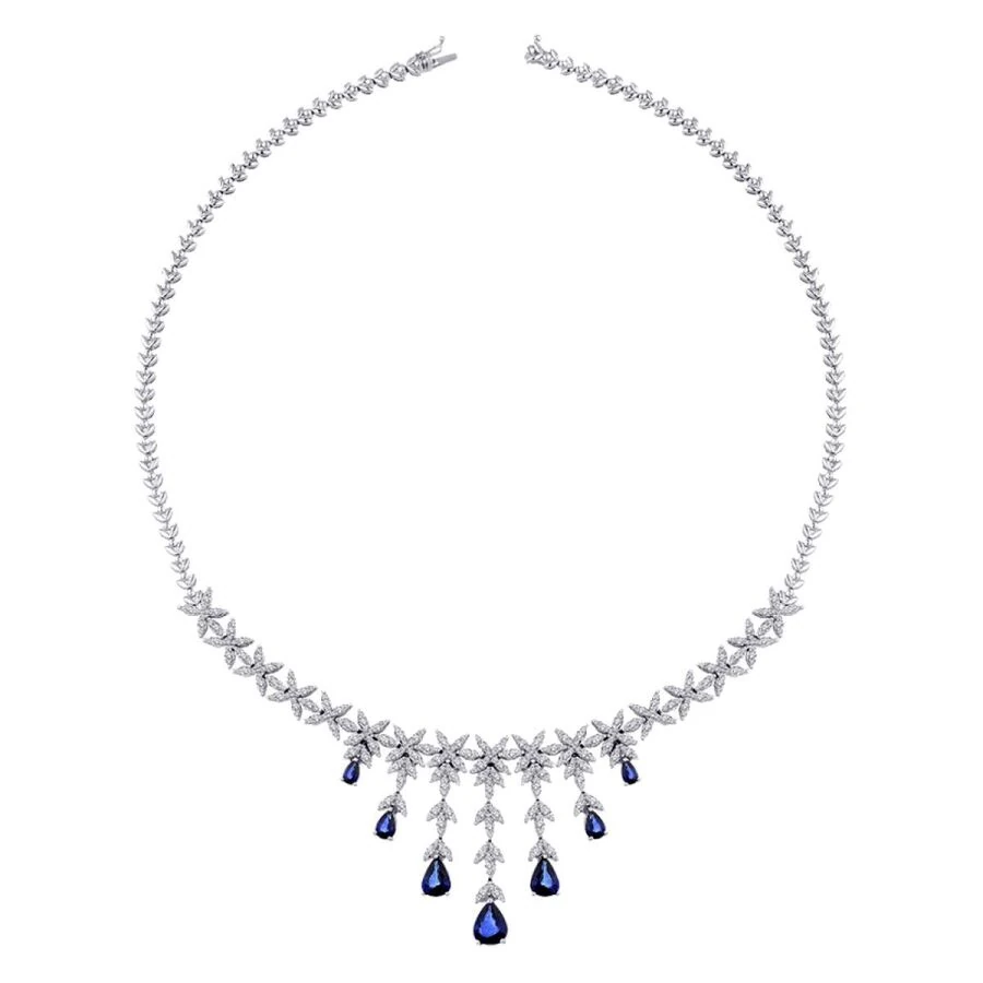 9.87 Carat Diamond Sapphire Neckband