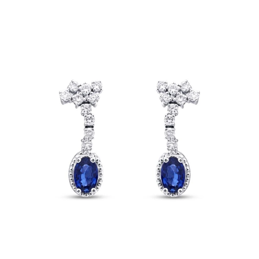 1.56 Carat Diamond Sapphire Earrings