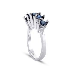 1,49 Karat Diamant Fünf-Stein Saphir Ring