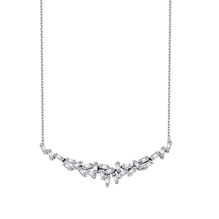 0.93 Carat Diamond Baguette Necklace