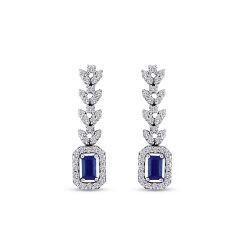 1.47 Carat Diamond Sapphire Earrings