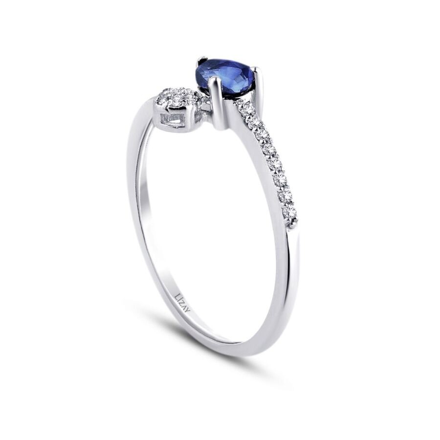 0.53 Carat Diamond Sapphire Ring