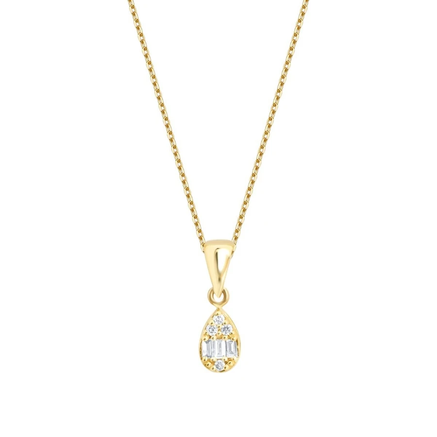 0.06 Carat Diamond Baguette Pear Necklace
