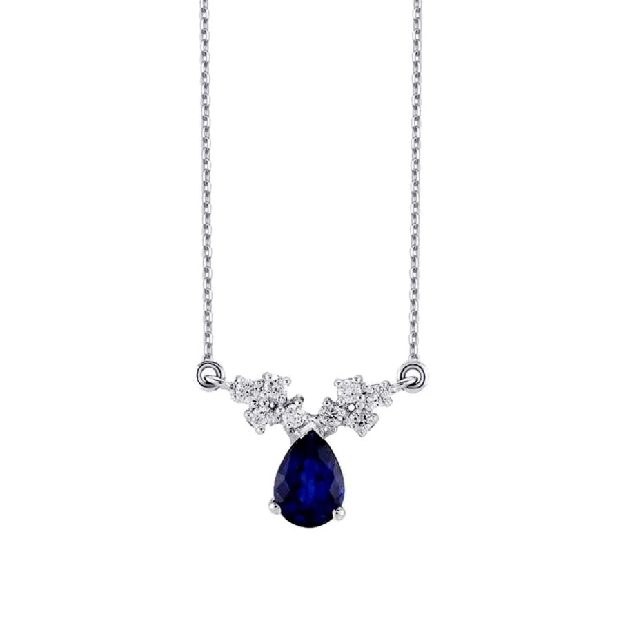 1.02 Carat Diamond Pear Sapphire Necklace