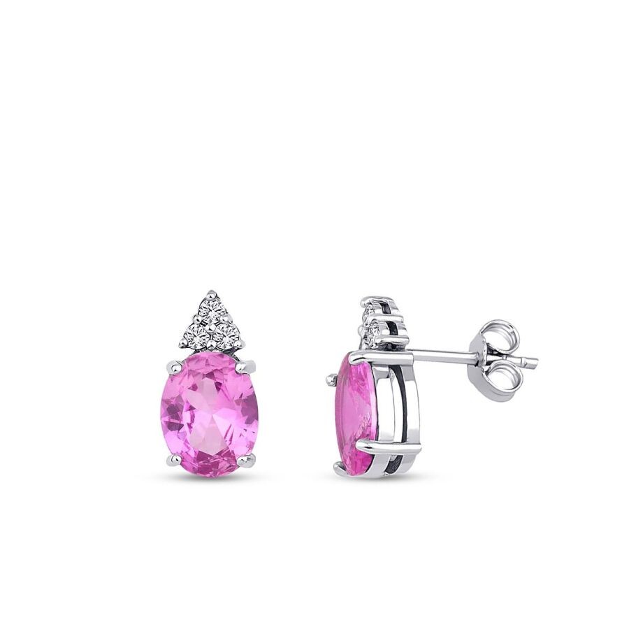 4.10 Carat Diamond Pink Sapphire Earrings