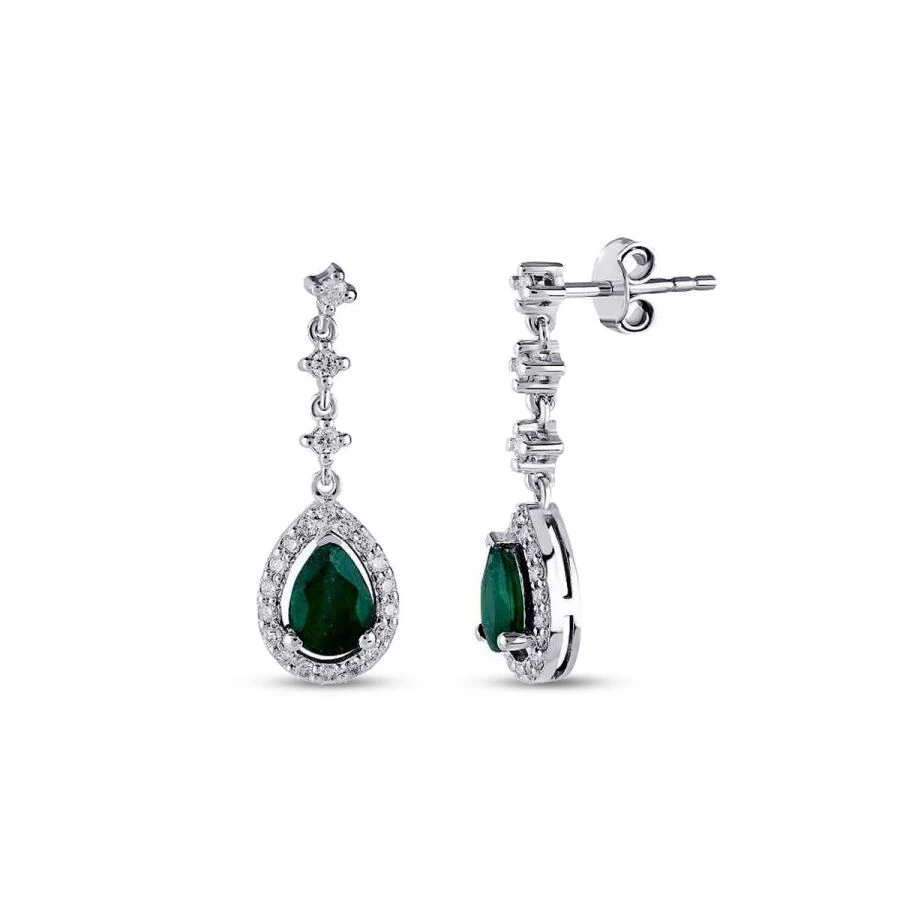 1.07 Carat Diamond Emerald Earrings