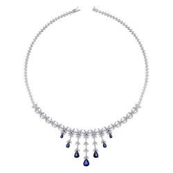 9.87 Carat Diamond Sapphire Necklace