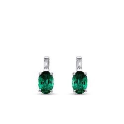 0.90 Carat Diamond Emerald Earrings