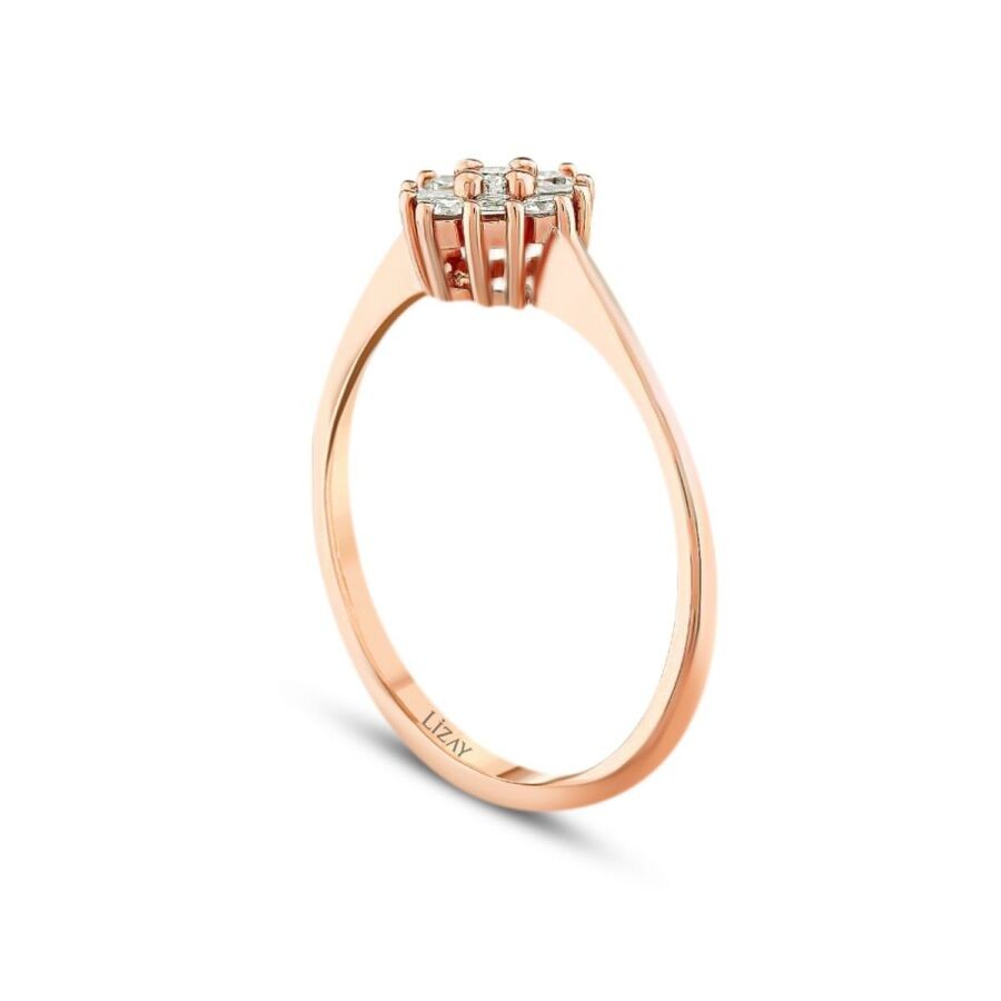 0.19 Carat Diamond Flower Baguette Ring
