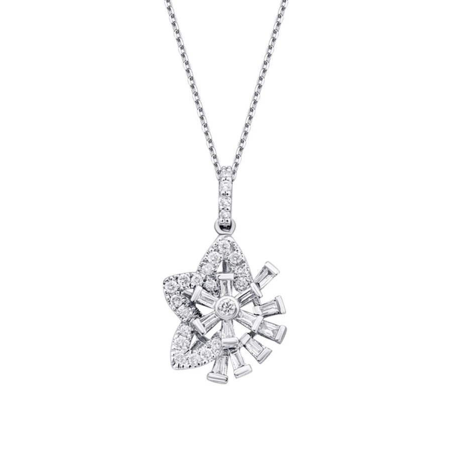 0.23 Carat Diamond Baguette Star Necklace