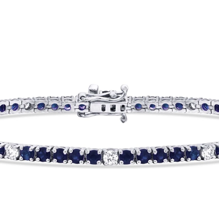 4.34 Carat Diamond Sapphire Bracelet