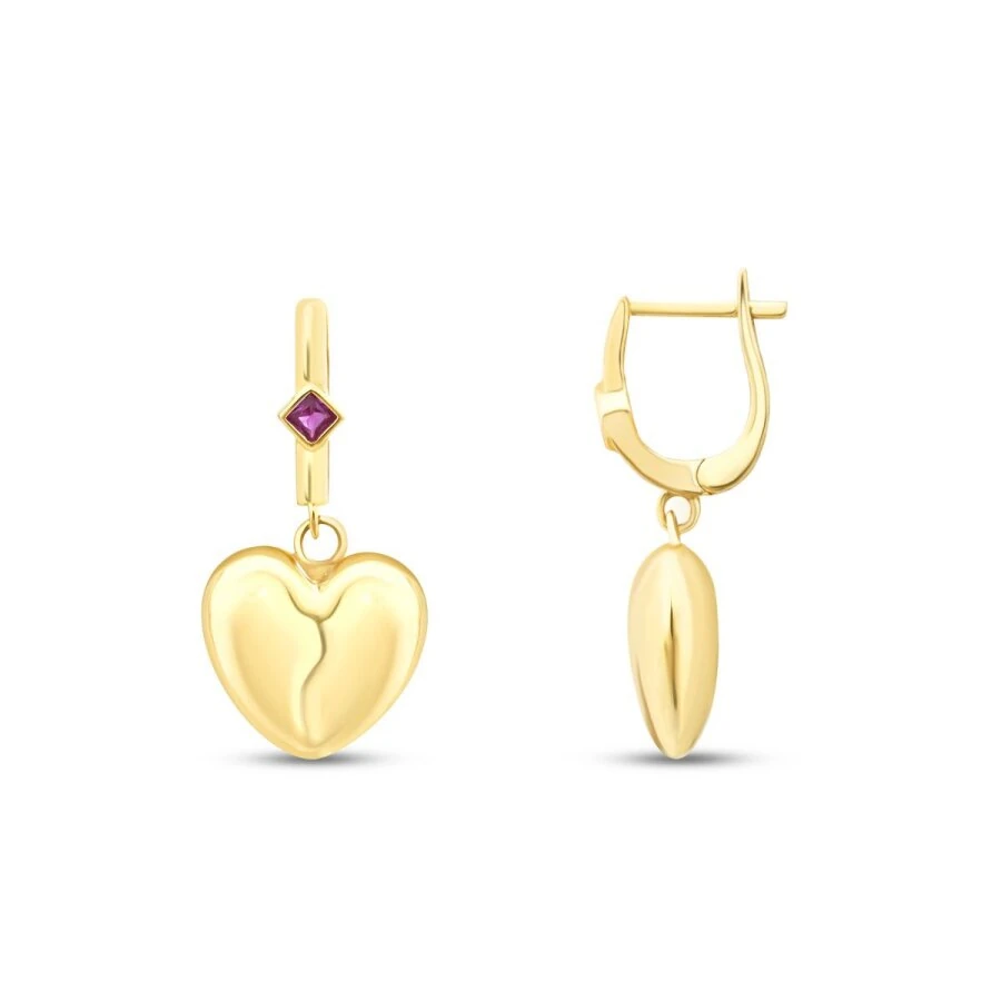 Gold Drop Heart Earrings
