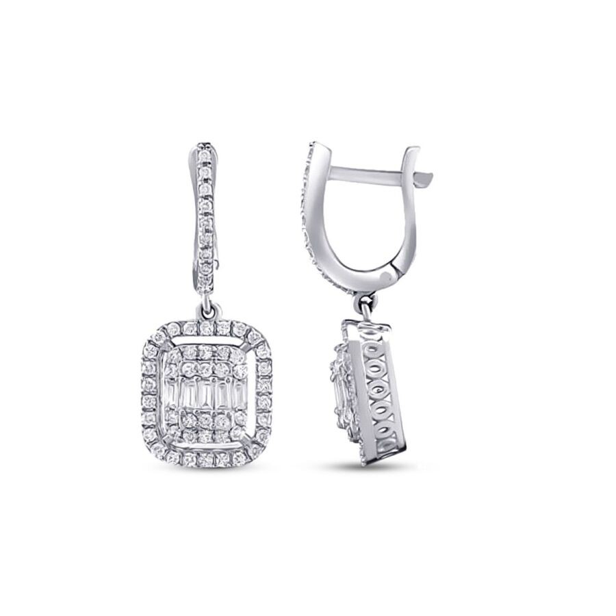 0.79 Carat Diamond Baguette Earrings