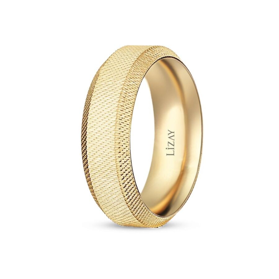 Gold Textured Domed Wedding Band