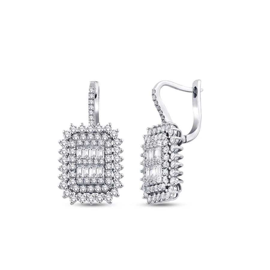 1.72 Carat Diamond Baguette Earrings