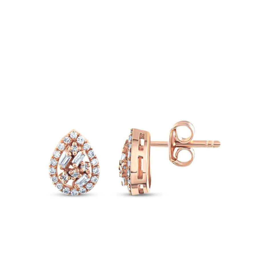 0.28 Carat Diamond Baguette Pear Earrings