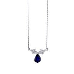1.02 Carat Diamond Pear Sapphire Necklace