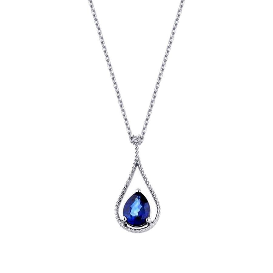 1.98 Carat Diamond Pear Sapphire Necklace