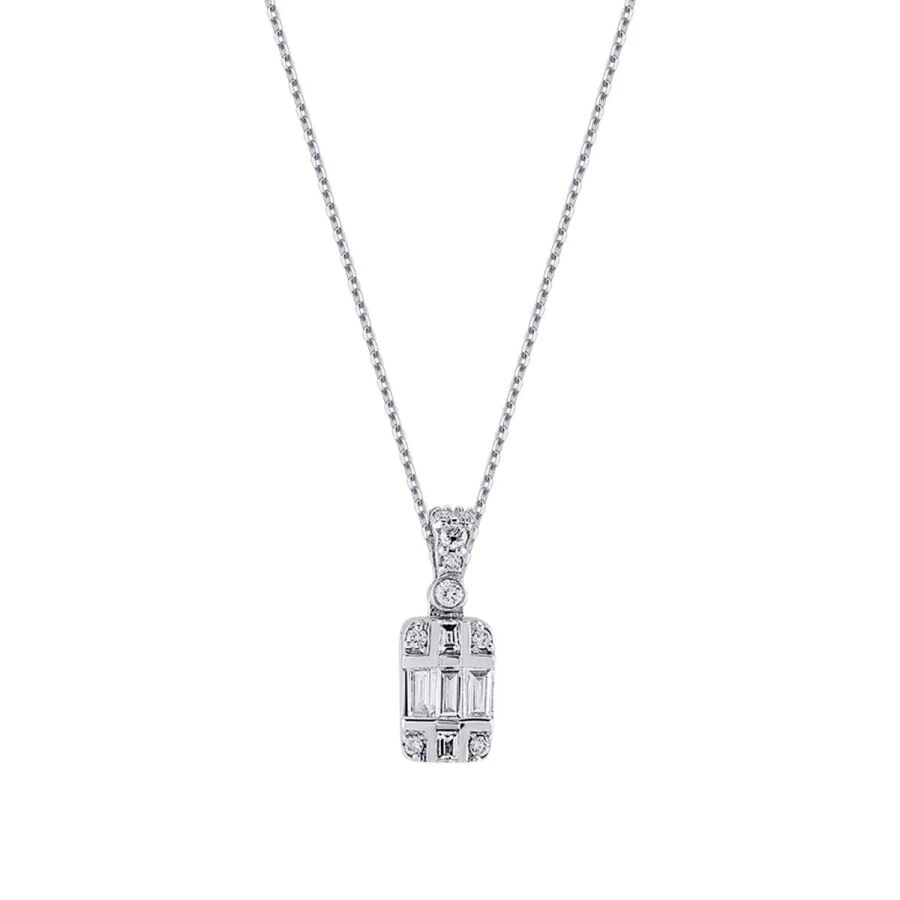 0.16 Carat Diamond Baguette Necklace