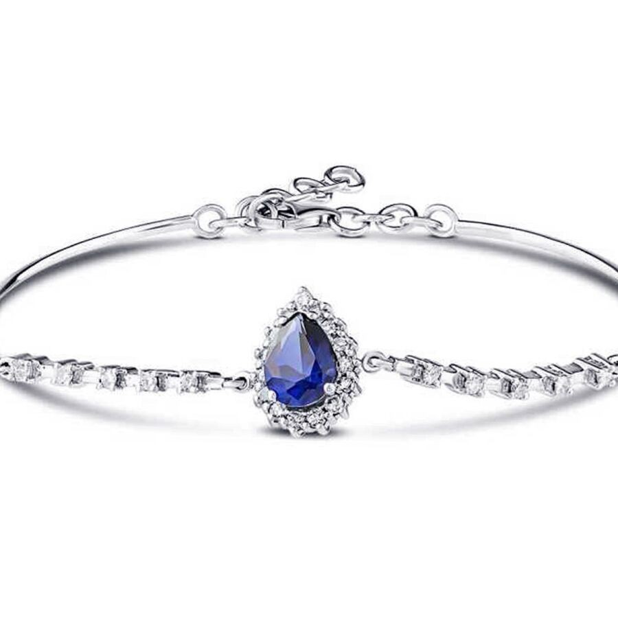 1.88 Carat Diamond Pear Sapphire Bangle