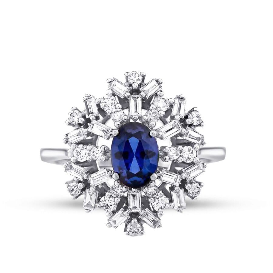1.80 Carat Diamond Sapphire Ring